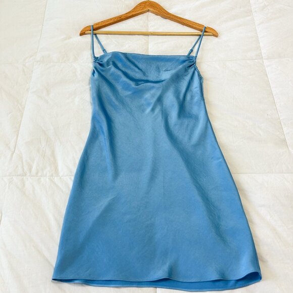 NWOT Wilfred Aritzia Allusion Cowl-Neck Slip Dress Blue Size XXS - Picture 6 of 9
